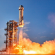New Shepard lifts off from Launch Site One in West Texas with four humans on board. (July 20, 2021)
